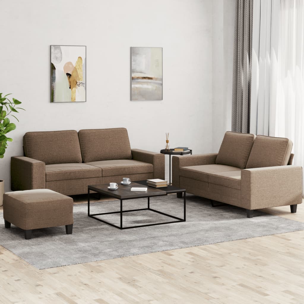 3-dijelni set sofa smeđi od tkanine