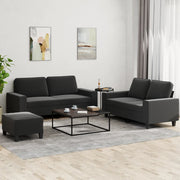 3-dijelni set sofa crni od tkanine Crna
