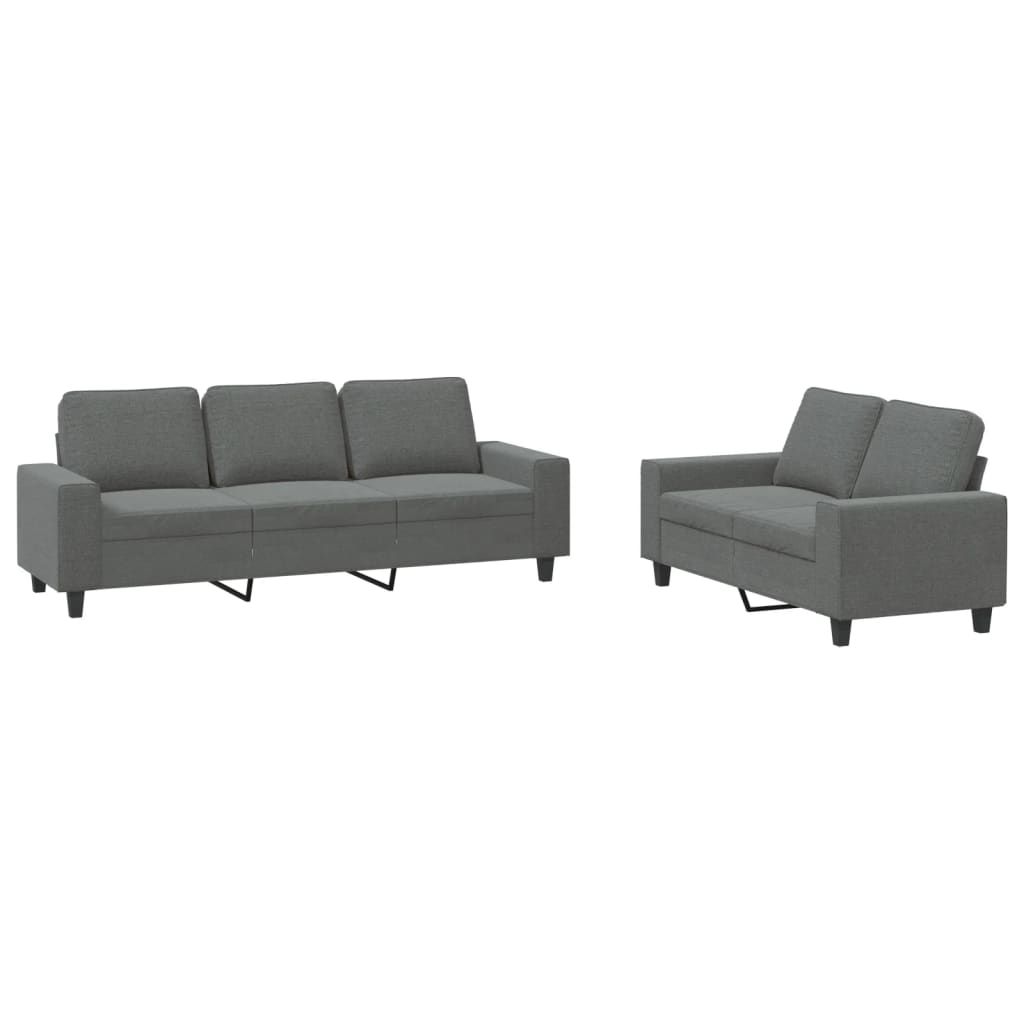 2-dijelni set sofa tamnosivi od tkanine