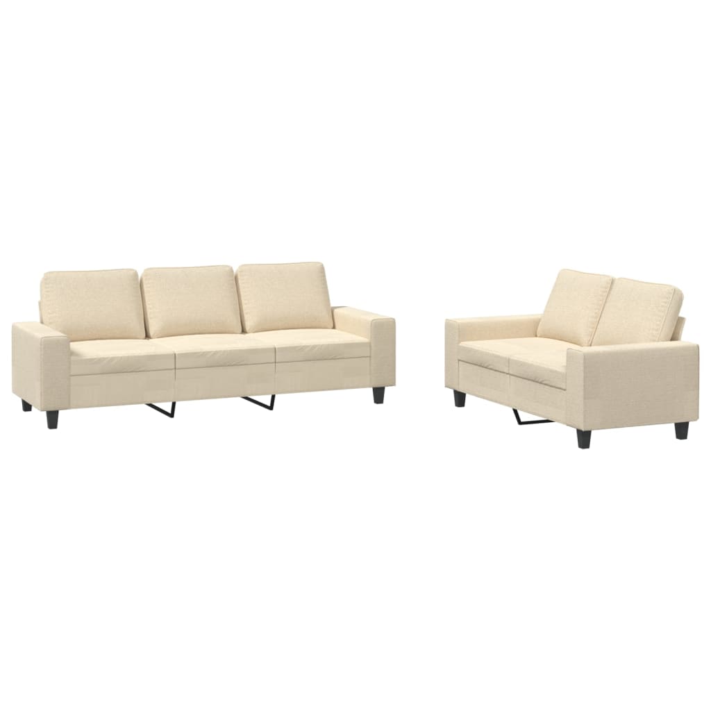 2-dijelni set sofa krem od tkanine Krema