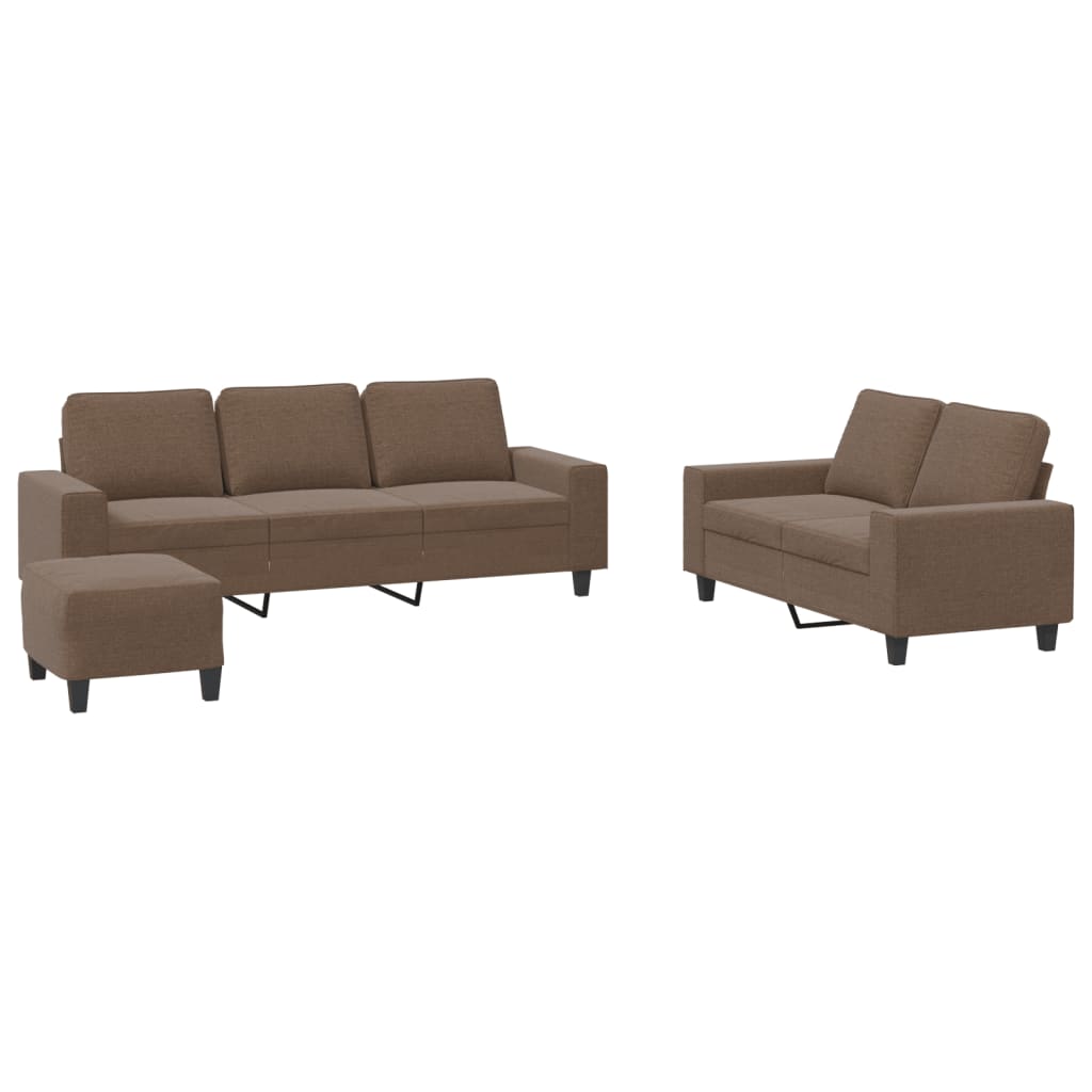3-dijelni set sofa smeđi od tkanine