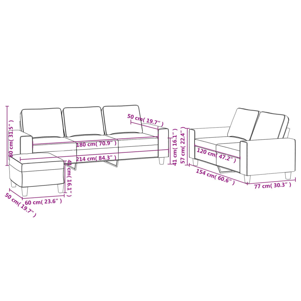 3-dijelni set sofa smeđi od tkanine