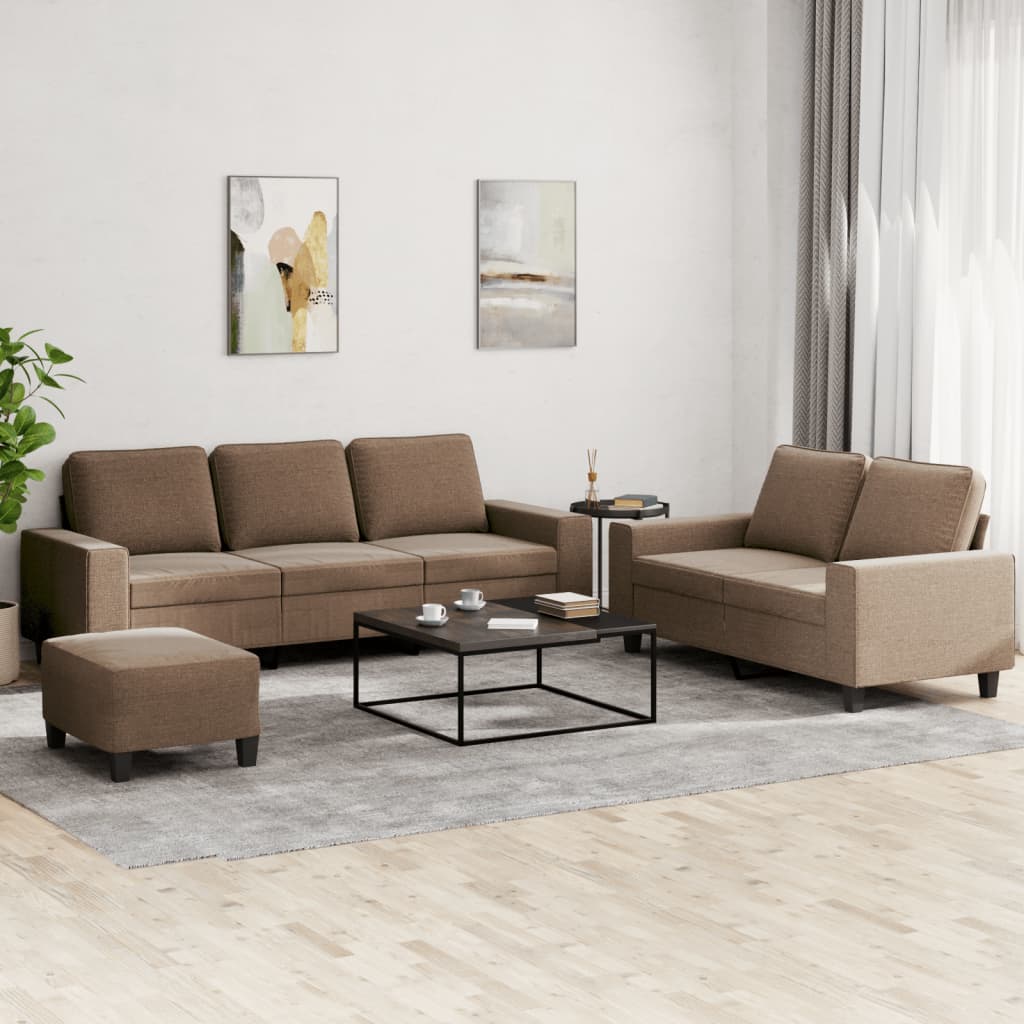 3-dijelni set sofa smeđi od tkanine