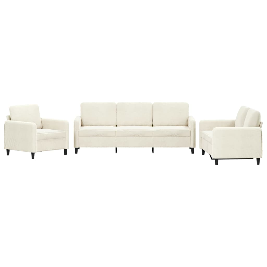 3-dijelni set sofa krem baršunasti Krema