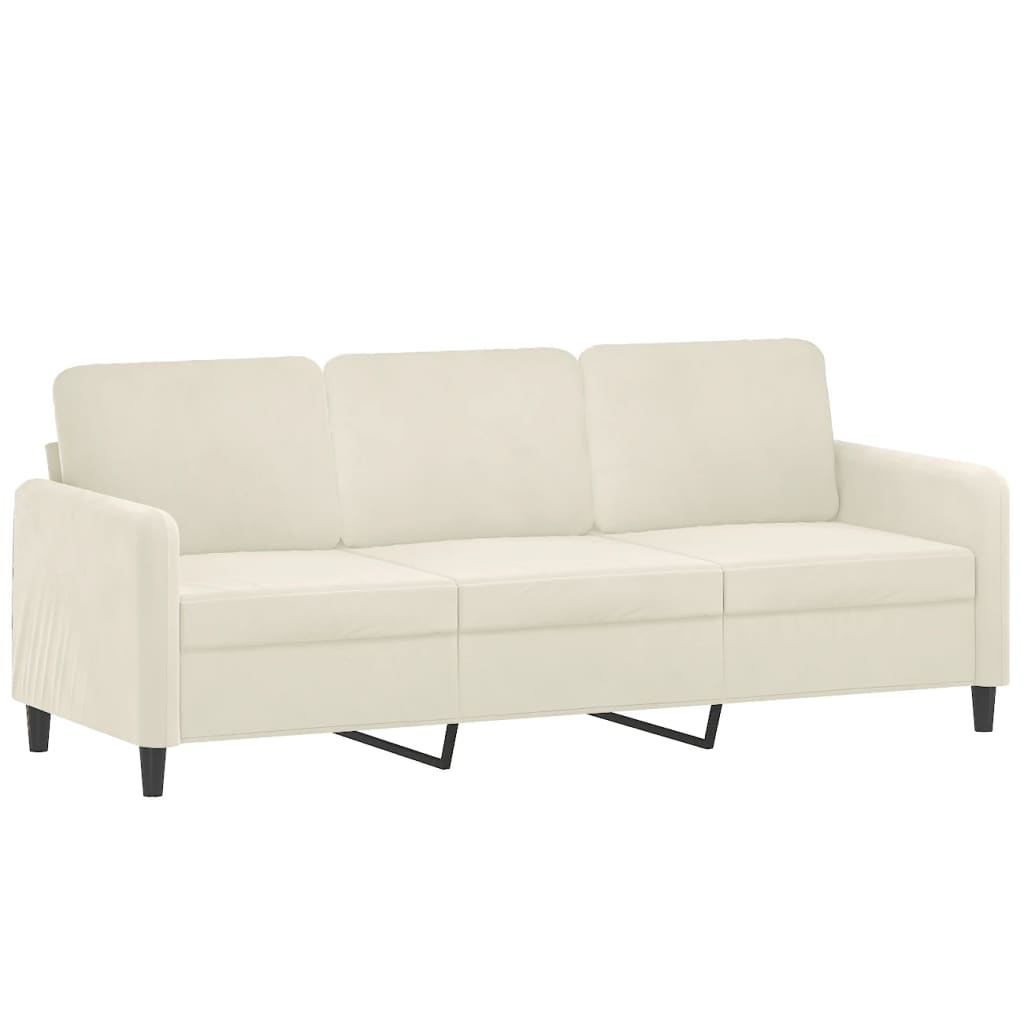 3-dijelni set sofa krem baršunasti Krema