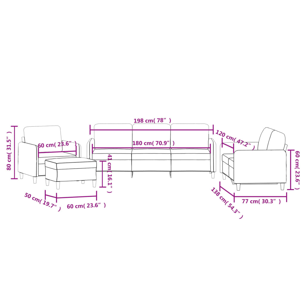 4-dijelni set sofa tamnozeleni baršunasti