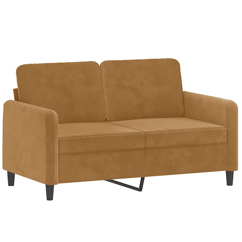 2-dijelni set sofa s jastucima smeđi baršunasti