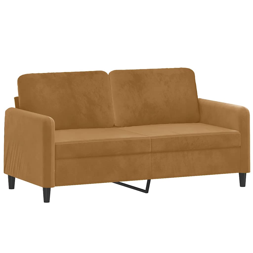 2-dijelni set sofa s jastucima smeđi baršunasti