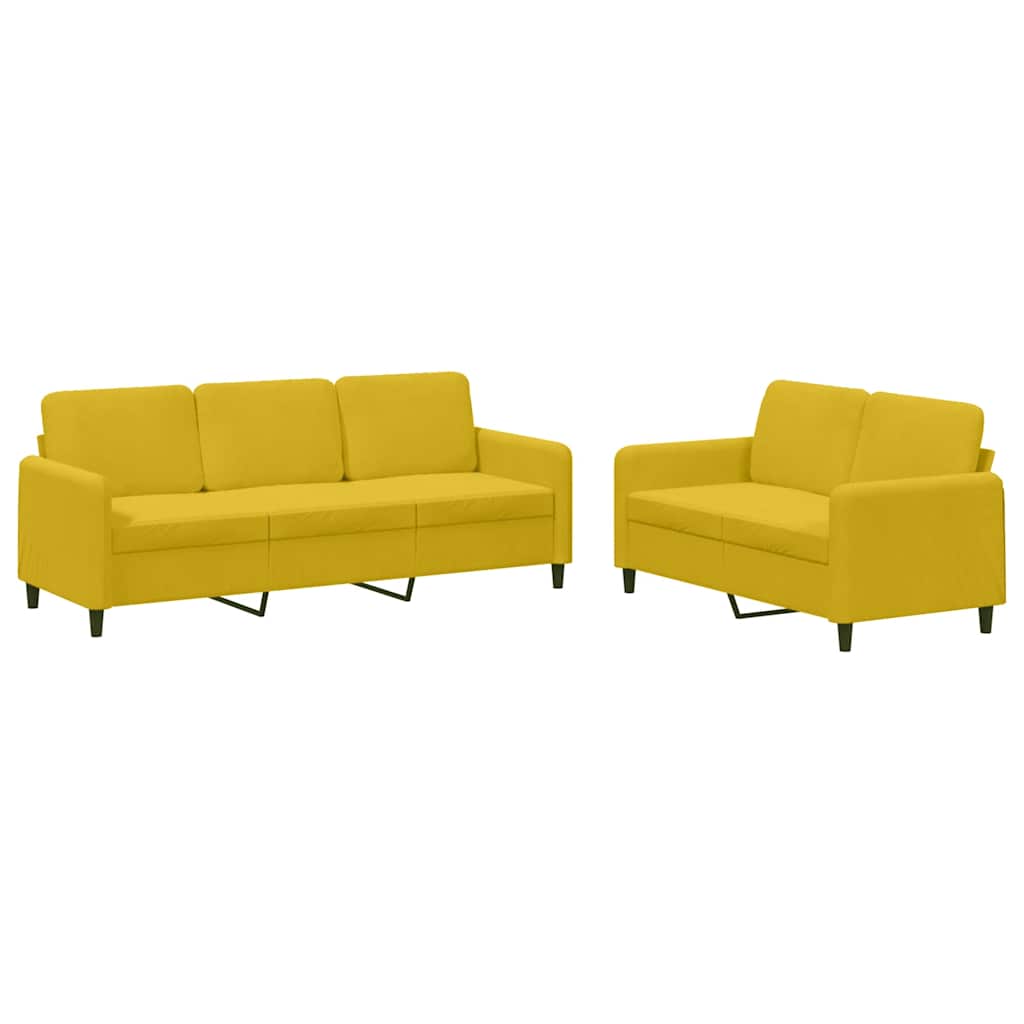 2-dijelni set sofa žuti baršunasti