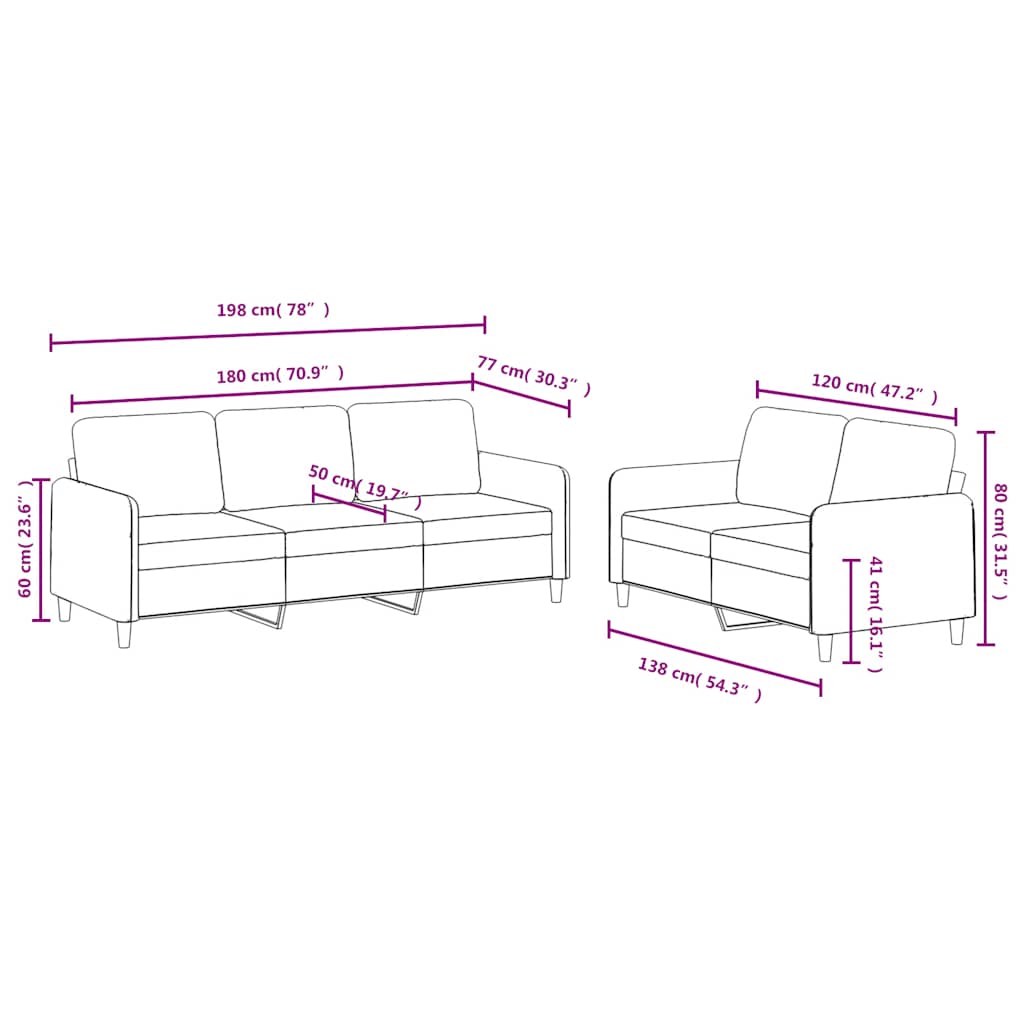 2-dijelni set sofa žuti baršunasti