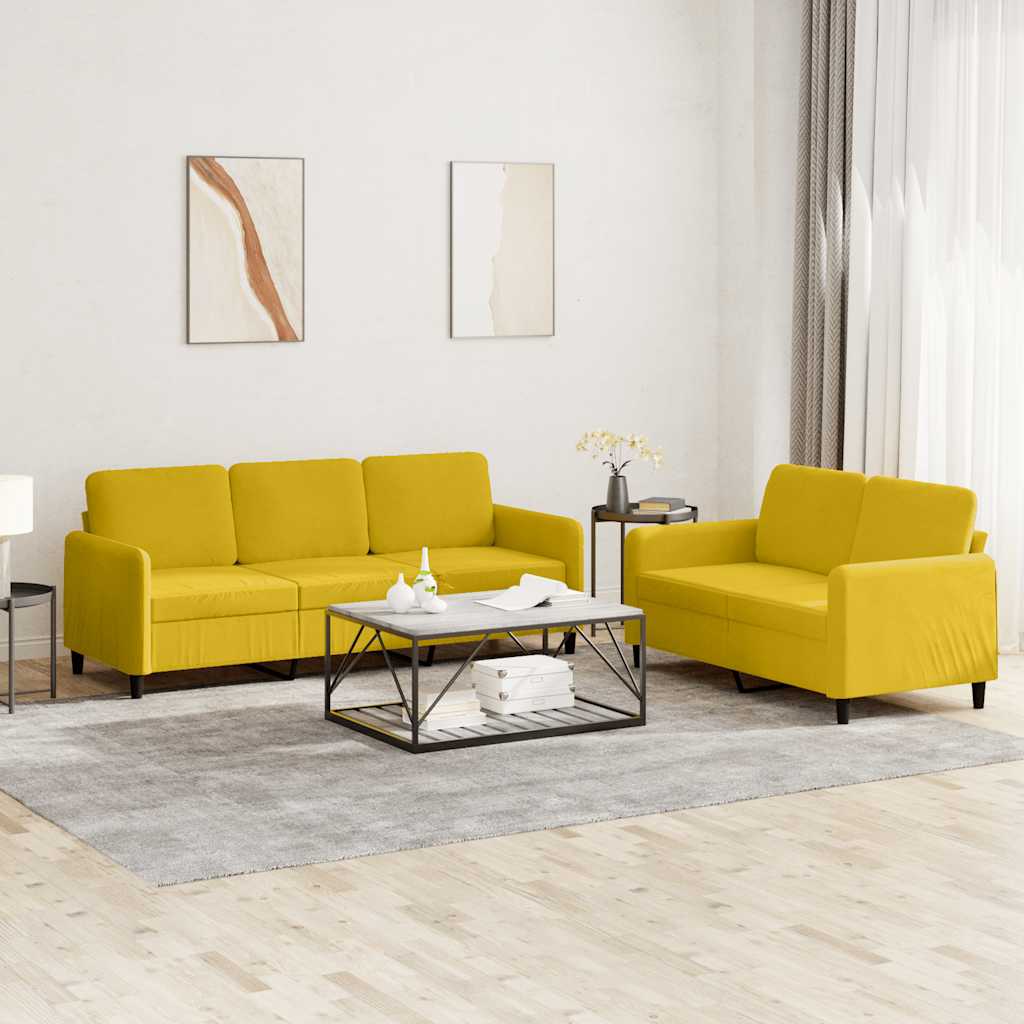 2-dijelni set sofa žuti baršunasti