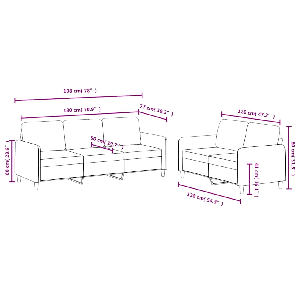 2-dijelni set sofa plavi baršunasti Plava