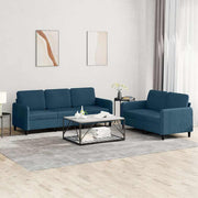 2-dijelni set sofa plavi baršunasti Plava