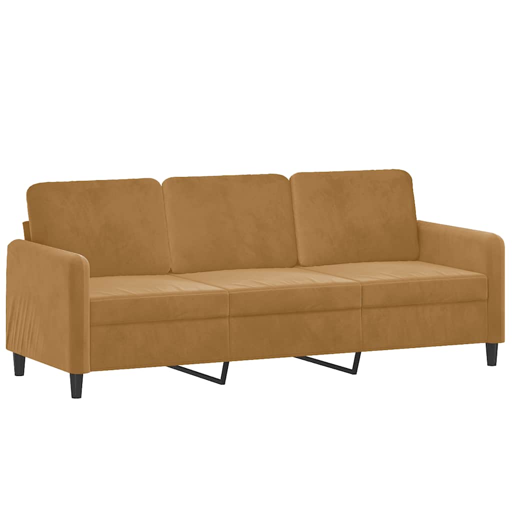 2-dijelni set sofa s jastucima smeđi baršunasti