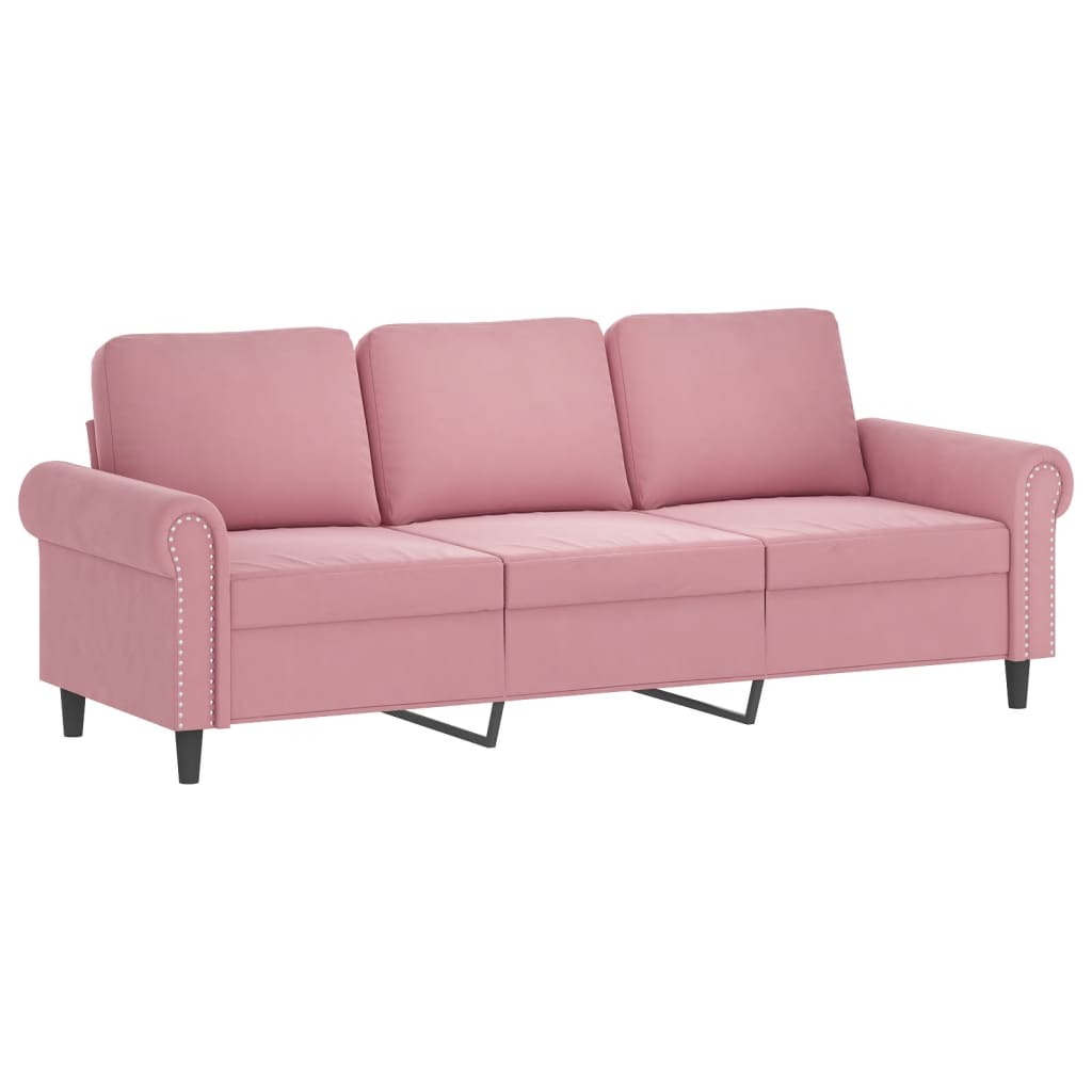 4-dijelni set sofa s jastucima ružičasti baršunasti