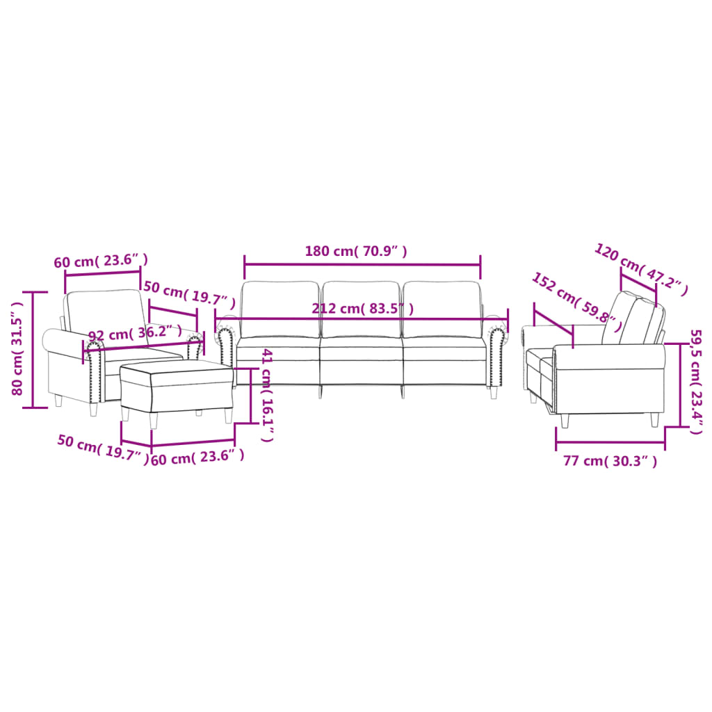 4-dijelni set sofa s jastucima ružičasti baršunasti