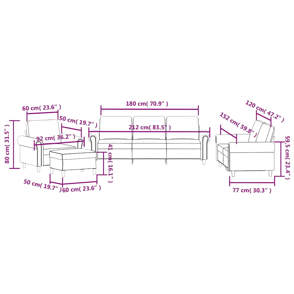 4-dijelni set sofa s jastucima žuti baršunasti Žuta