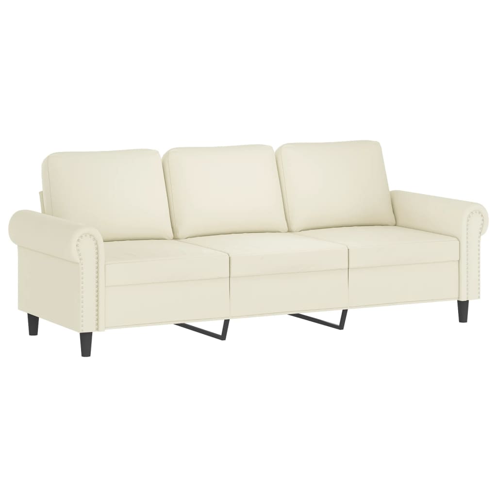 4-dijelni set sofa s jastucima krem baršunasti