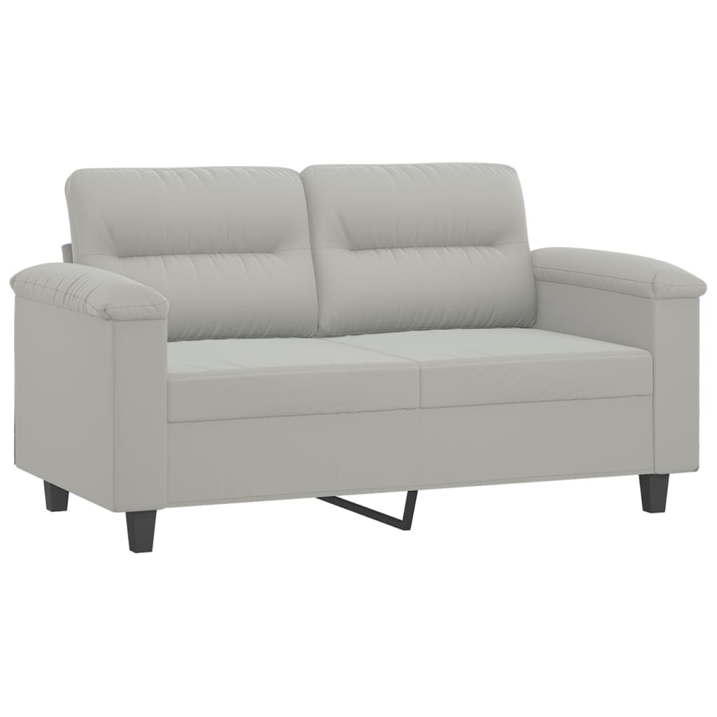 3-dijelni set sofa s jastucima svjetlosivi od mikrovlakana Siva