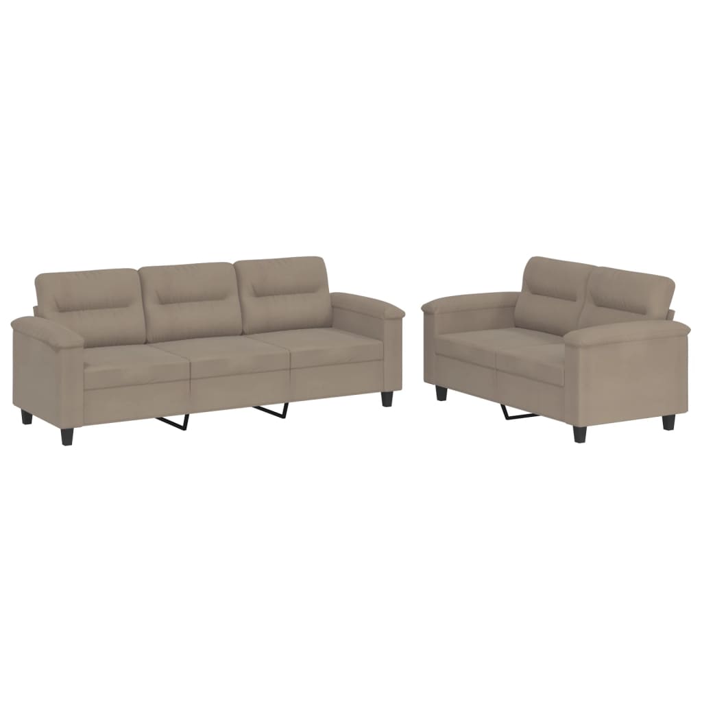 2-dijelni set sofa s jastucima smeđesivi od mikrovlakana Tupe