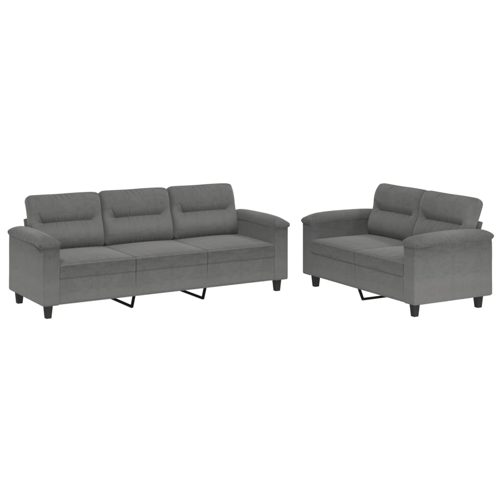 2-dijelni set sofa s jastucima tamnosivi od mikrovlakana Siva
