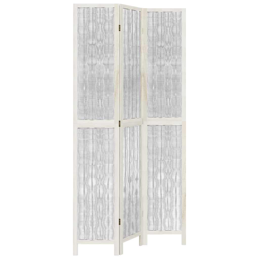 Sobna pregrada s 3 panela bijela od masivnog drva paulovnije 40 x 220 cm