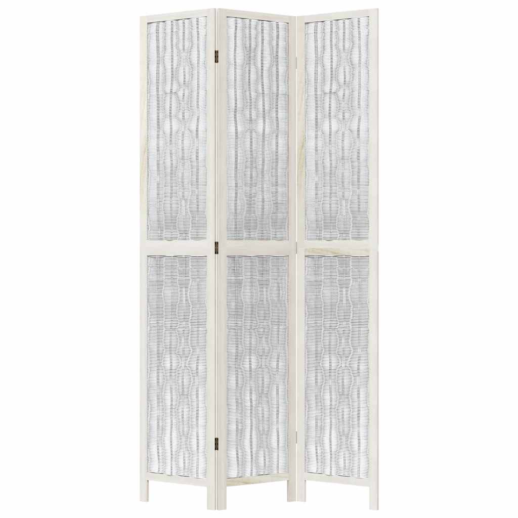 Sobna pregrada s 3 panela bijela od masivnog drva paulovnije 40 x 220 cm