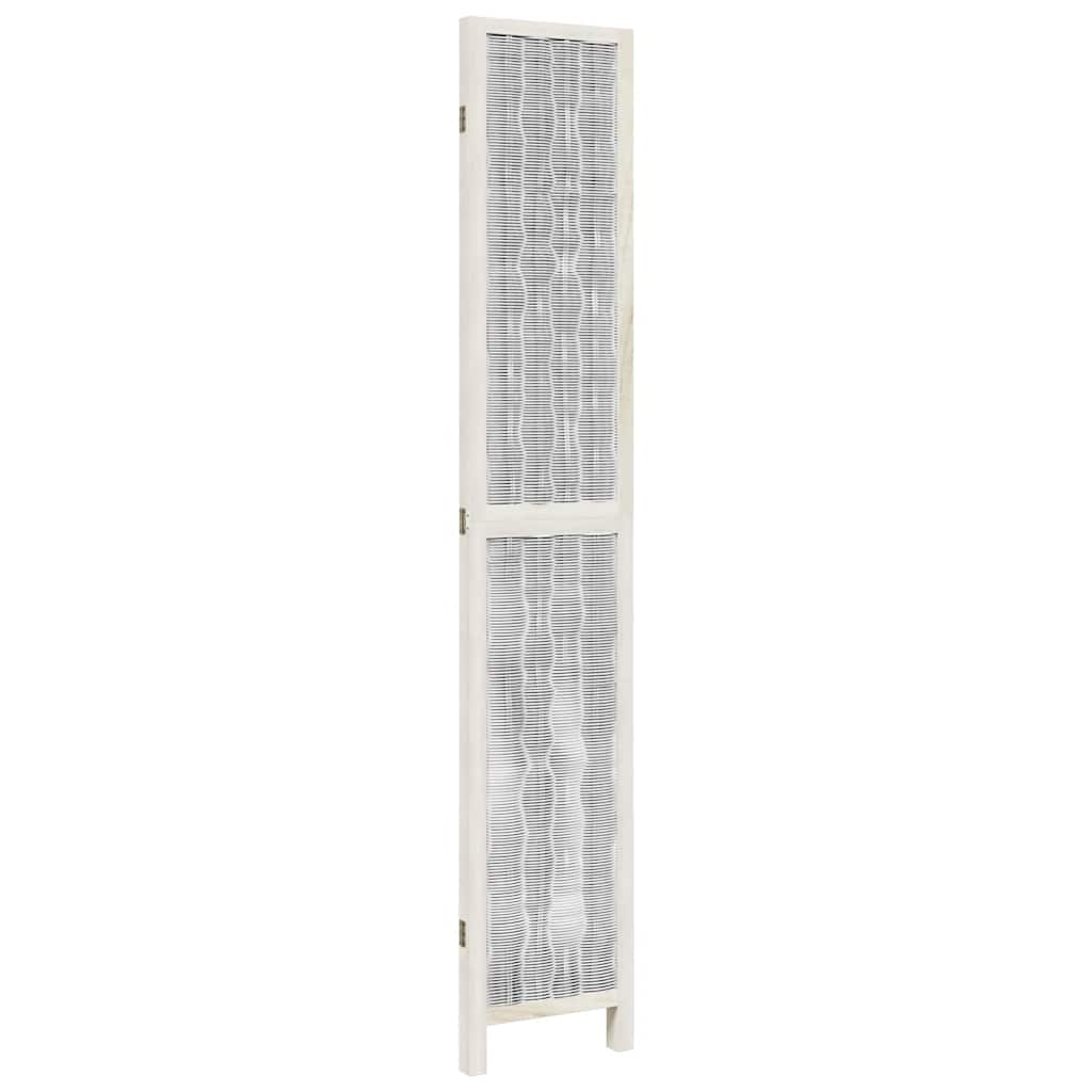 Sobna pregrada s 3 panela bijela od masivnog drva paulovnije 40 x 220 cm