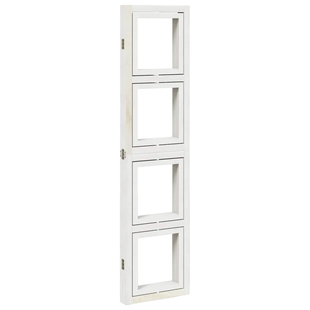 Sobna pregrada s 4 panela bijela od masivnog drva paulovnije 40 x 160 cm
