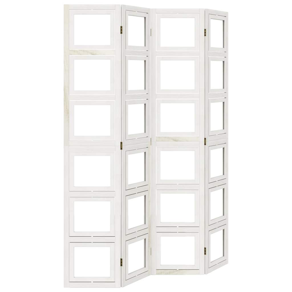 Sobna pregrada s 4 panela bijela od masivnog drva paulovnije 40 x 200 cm