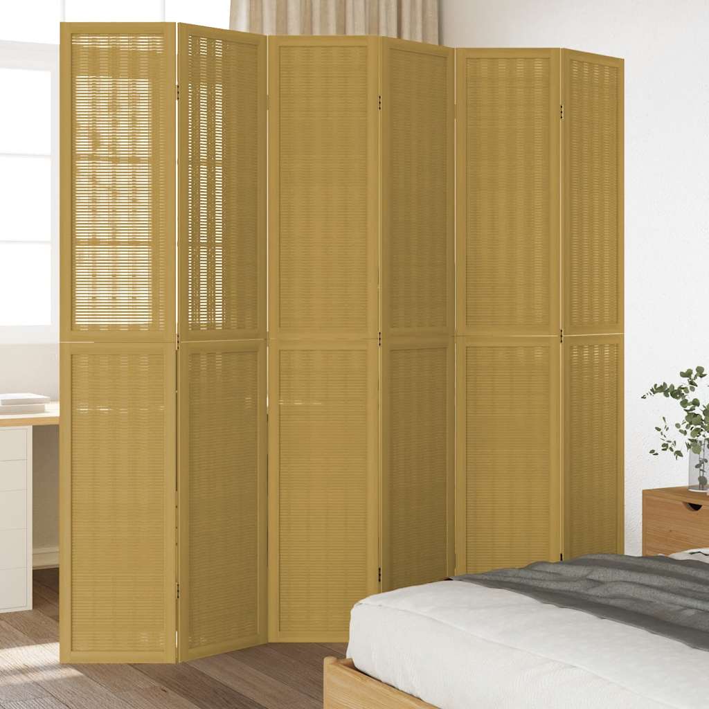 Sobna pregrada s 6 panela smeđa od masivnog drva paulovnije 40 x 220 cm
