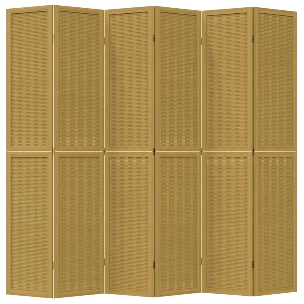 Sobna pregrada s 6 panela smeđa od masivnog drva paulovnije 40 x 220 cm
