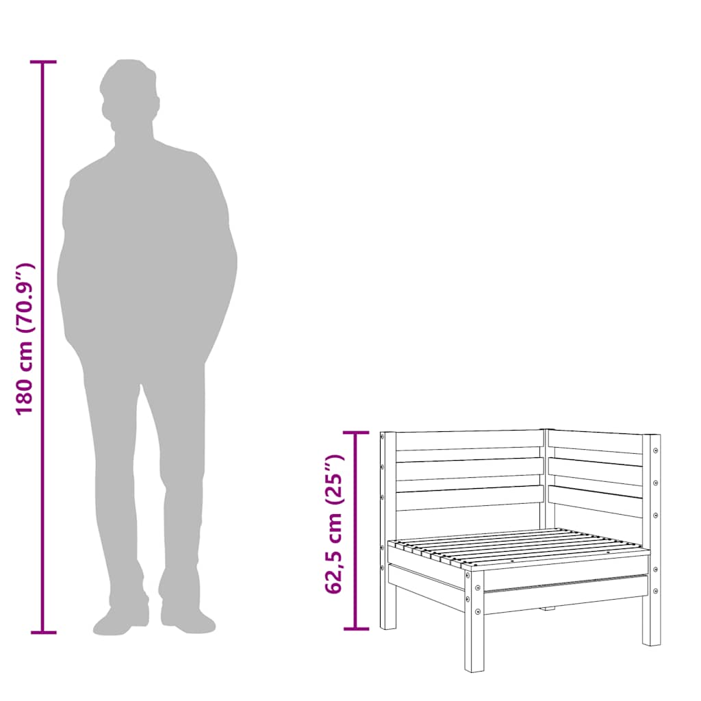 Kutna vrtna sofa od masivnog drva duglazije