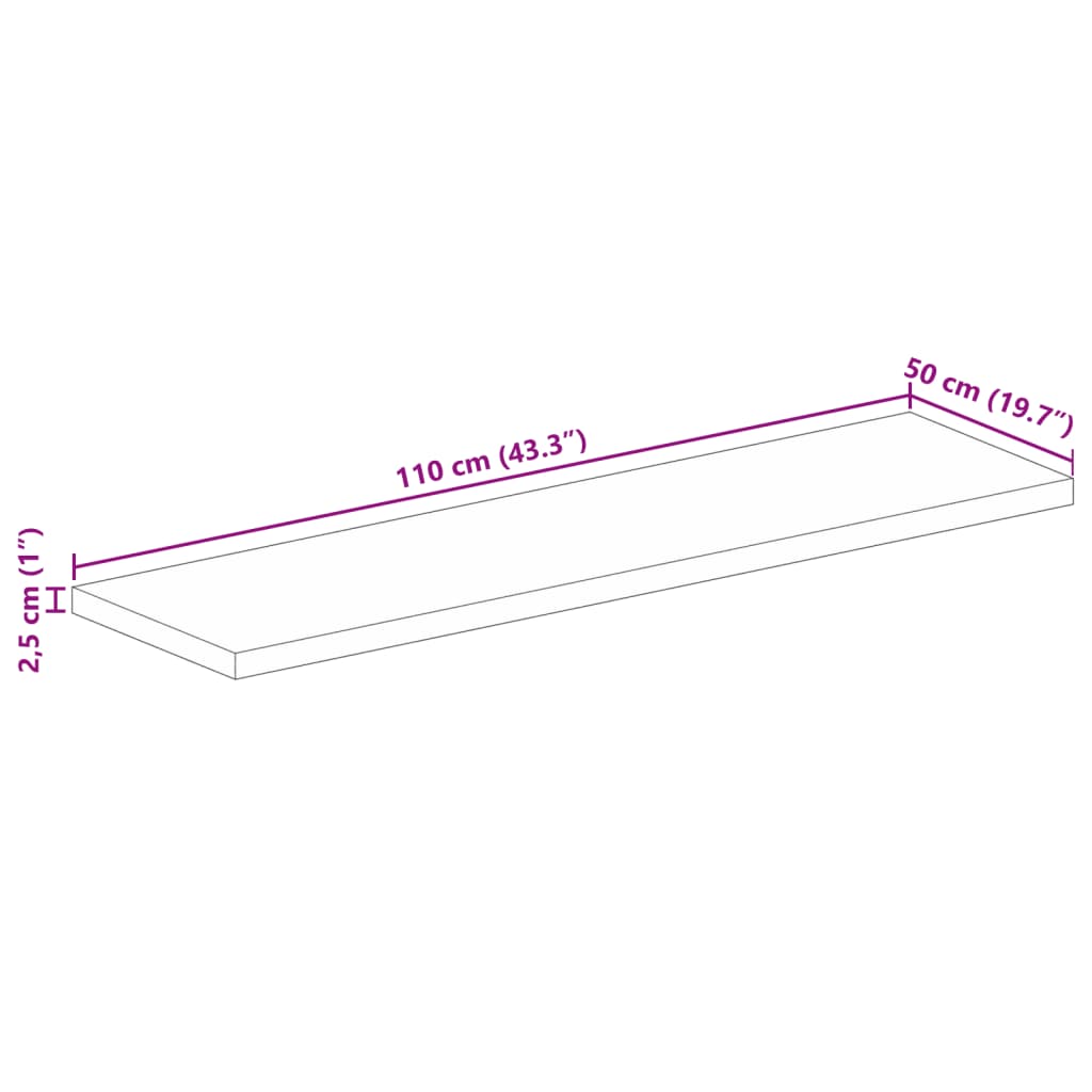 Ploča stola 110x50x2,5 cm pravokutna od punog drva bagrem