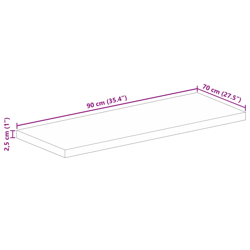 Stolna ploča 90x70x2,5 cm pravokutna od masivnog drva bagrema