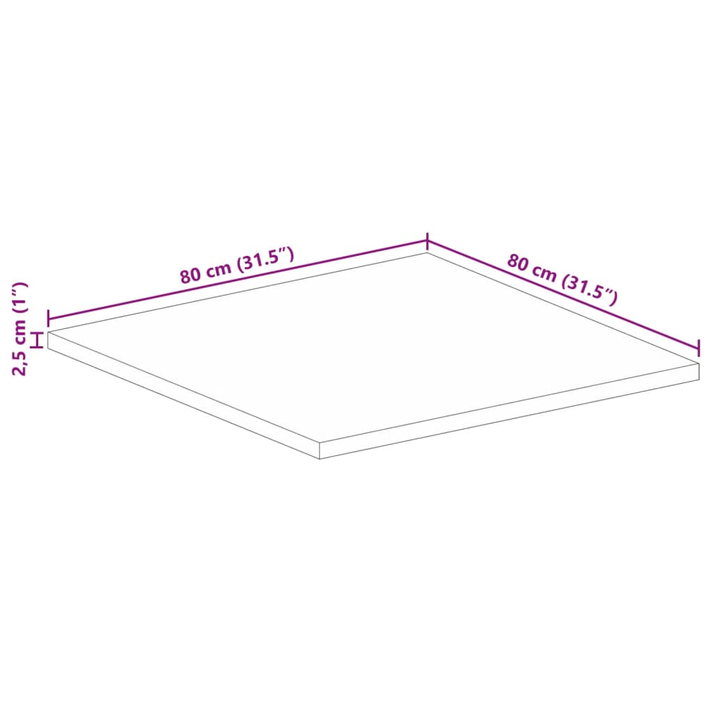 Stolna ploča 80x80x2,5 cm četvrtasta od masivnog drva bagrema