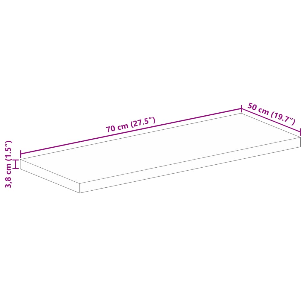 Stolna ploča 70x50x3,8 cm pravokutna od masivnog drva bagrema