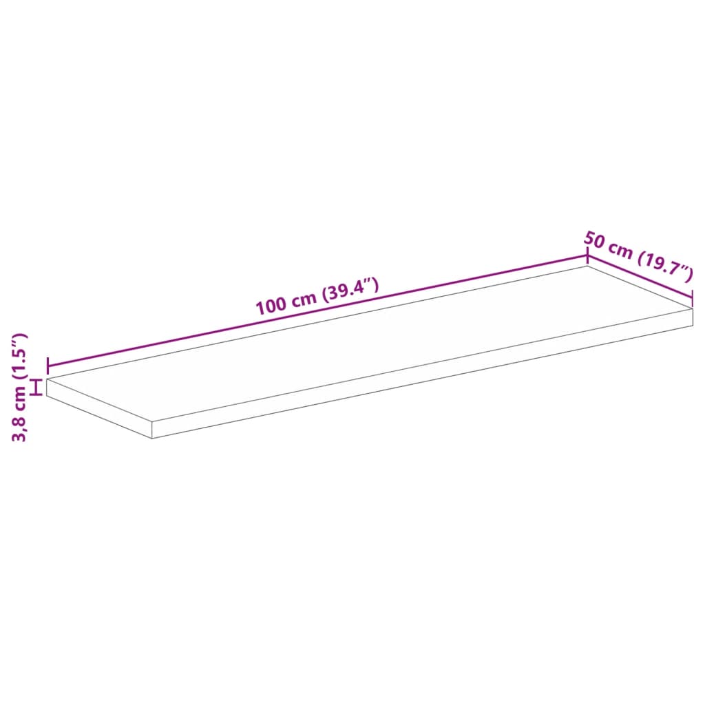 Stolna ploča 100x50x3,8 cm pravokutna od masivnog drva bagrema