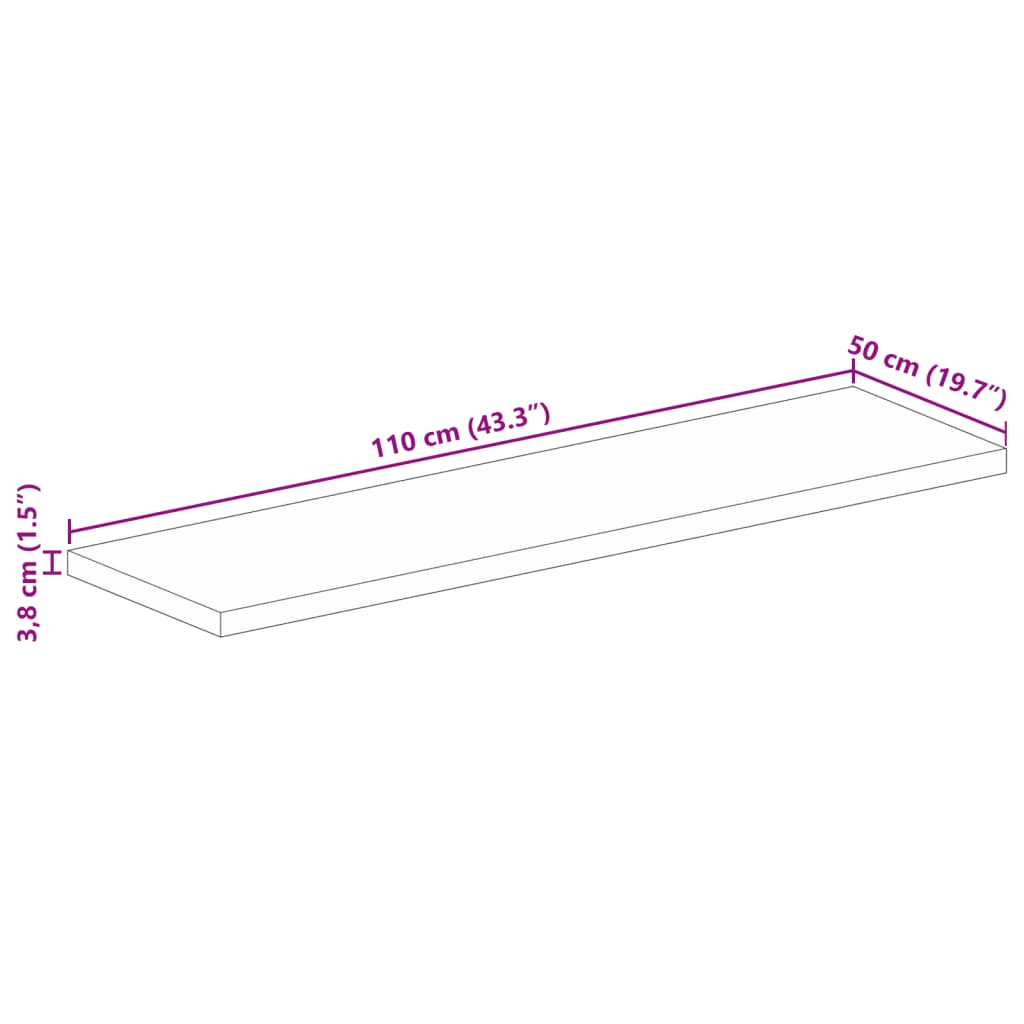 Stolna ploča 110x50x3,8 cm pravokutna od masivnog drva bagrema