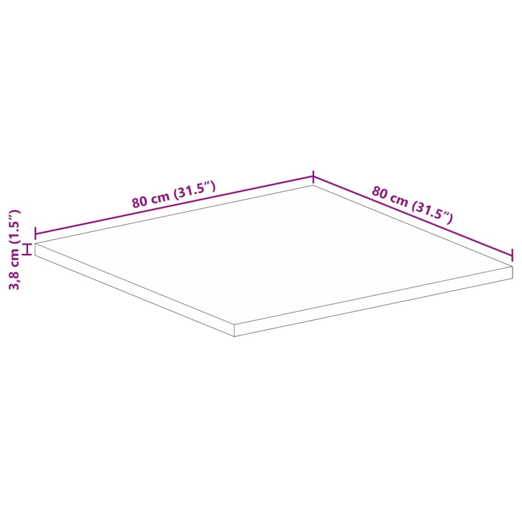 Stolna ploča 80x80x3,8 cm četvrtasta od masivnog drva bagrema
