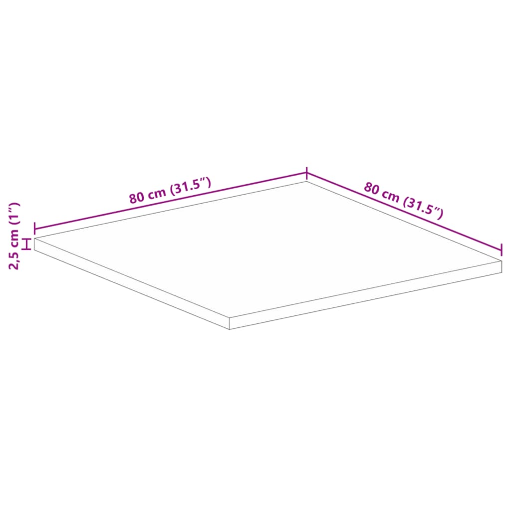 Ploča stola 80x80x2,5 cm Kvadratna Masivno Reciklirano Drvo