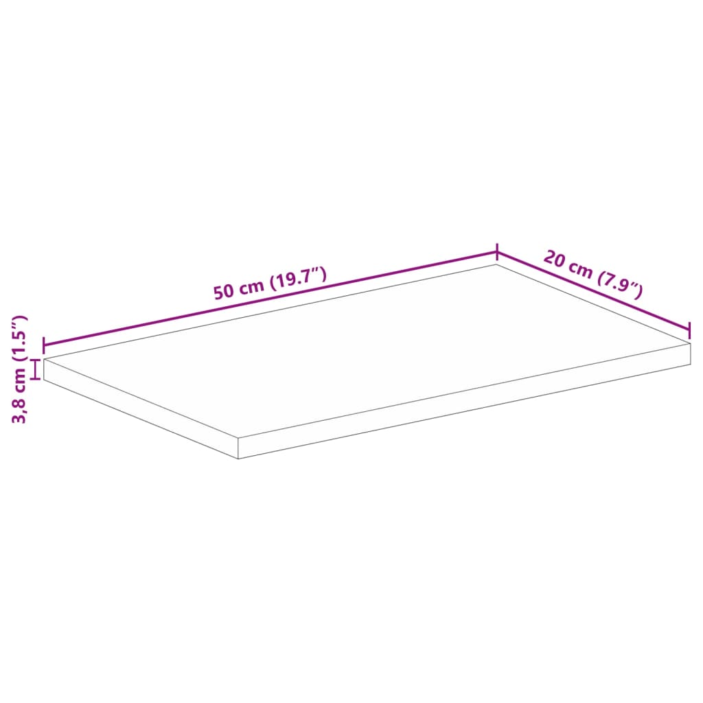 Ploča stola 50x20x3,8 cm Pravokutna Masivna Drvena Obrađena Mango Boja