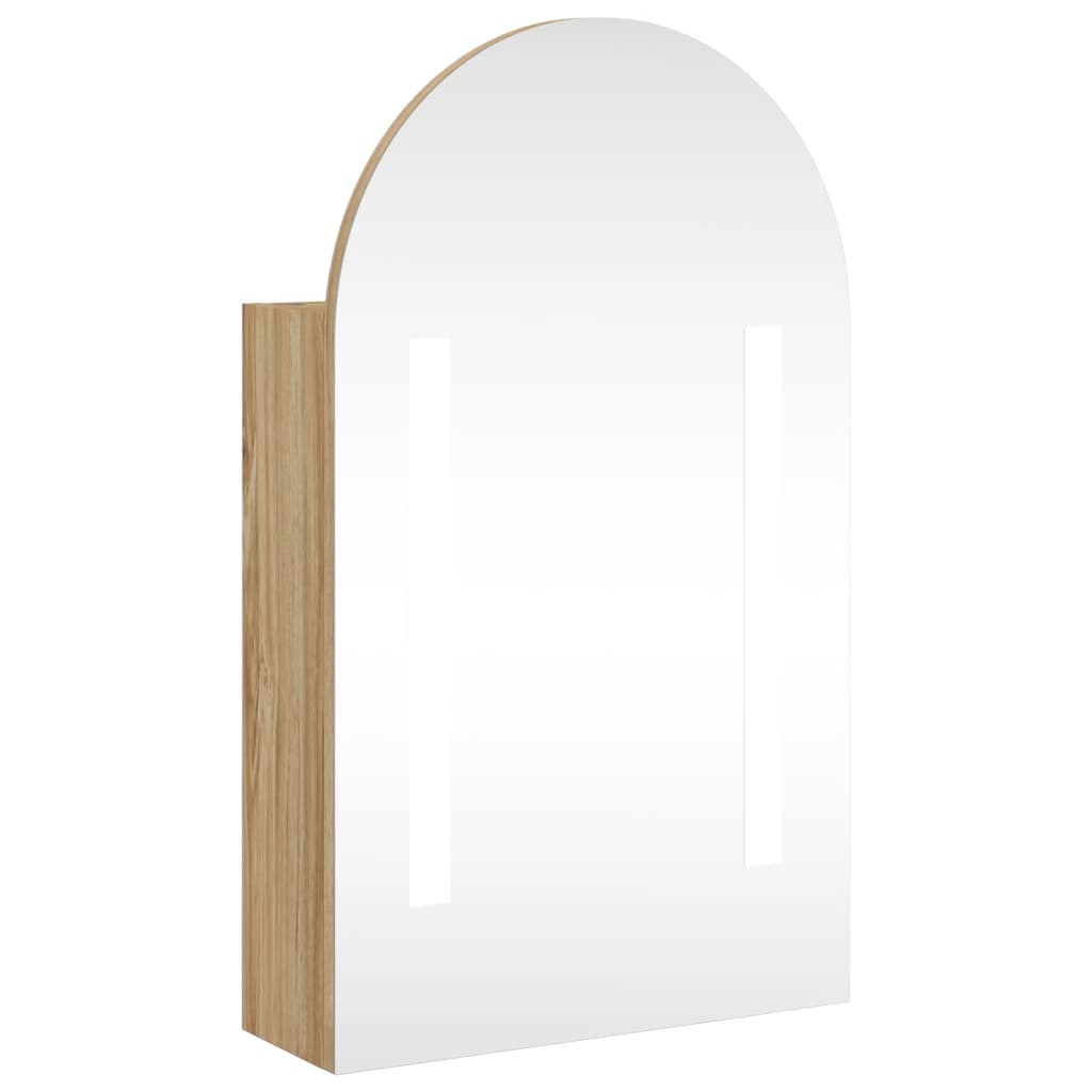 Kupaonski ormarić s ogledalom LED lučni boja hrasta 42x13x70 cm