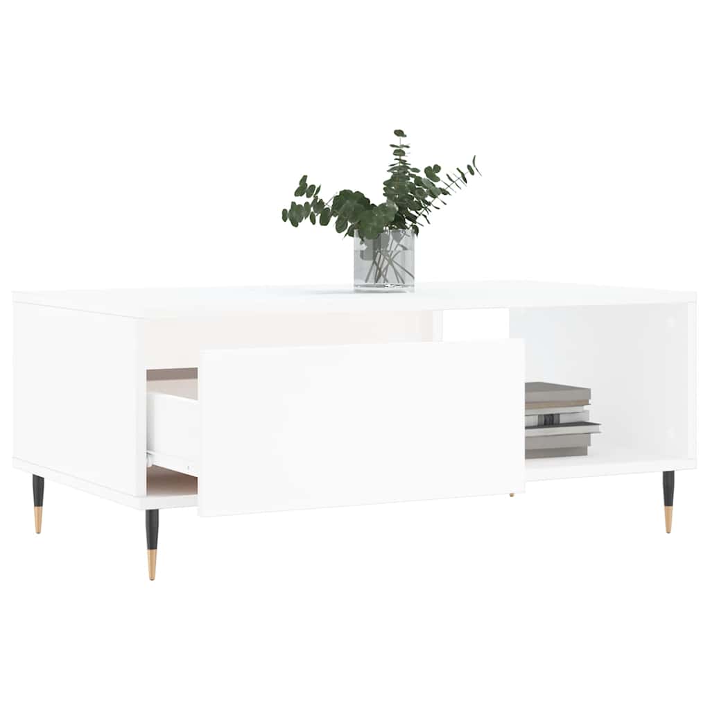 Stolić za kavu bijeli 90 x 50 x 36,5 cm od konstruiranog drva Bijela