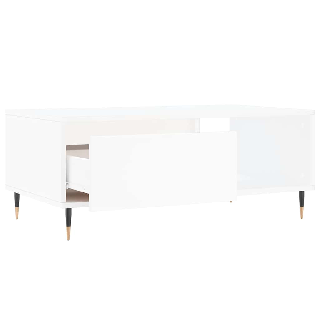Stolić za kavu bijeli 90 x 50 x 36,5 cm od konstruiranog drva Bijela