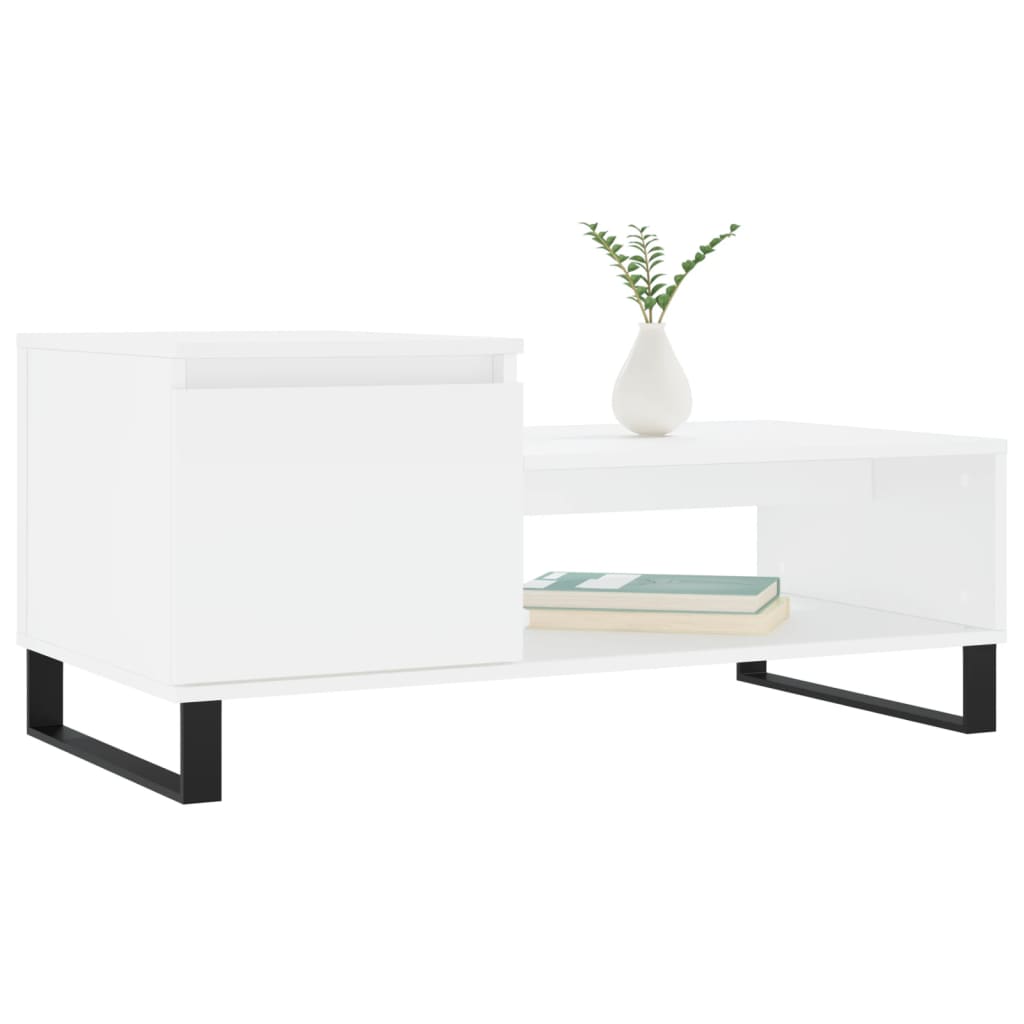 Stolić za kavu bijeli 100 x 50 x 45 cm od konstruiranog drva