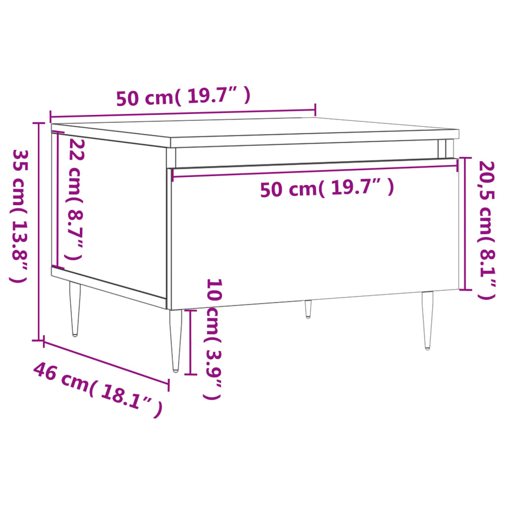Stolići za kavu 2 kom boja hrasta 50x46x35 cm konstruirano drvo Smeđa