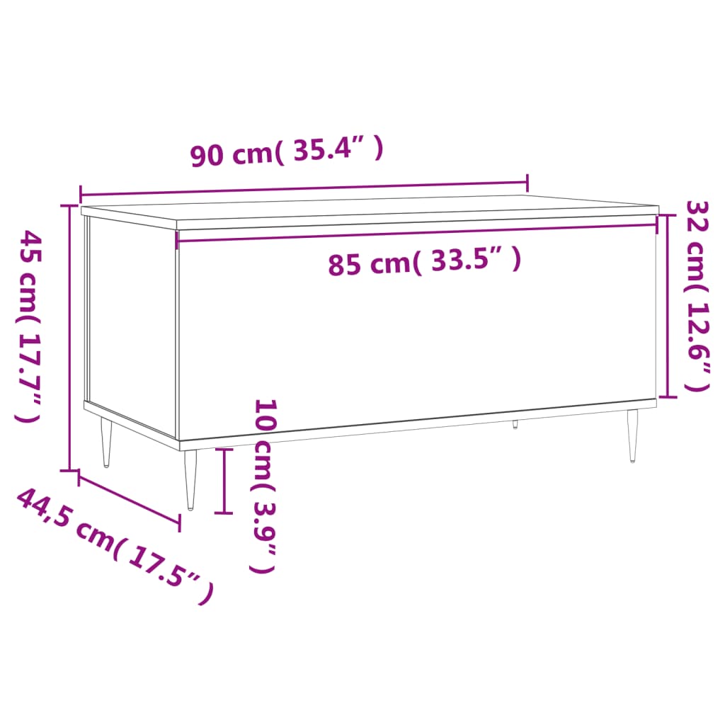 Stolić za kavu crni 90 x 44,5 x 45 cm od konstruiranog drva Crna