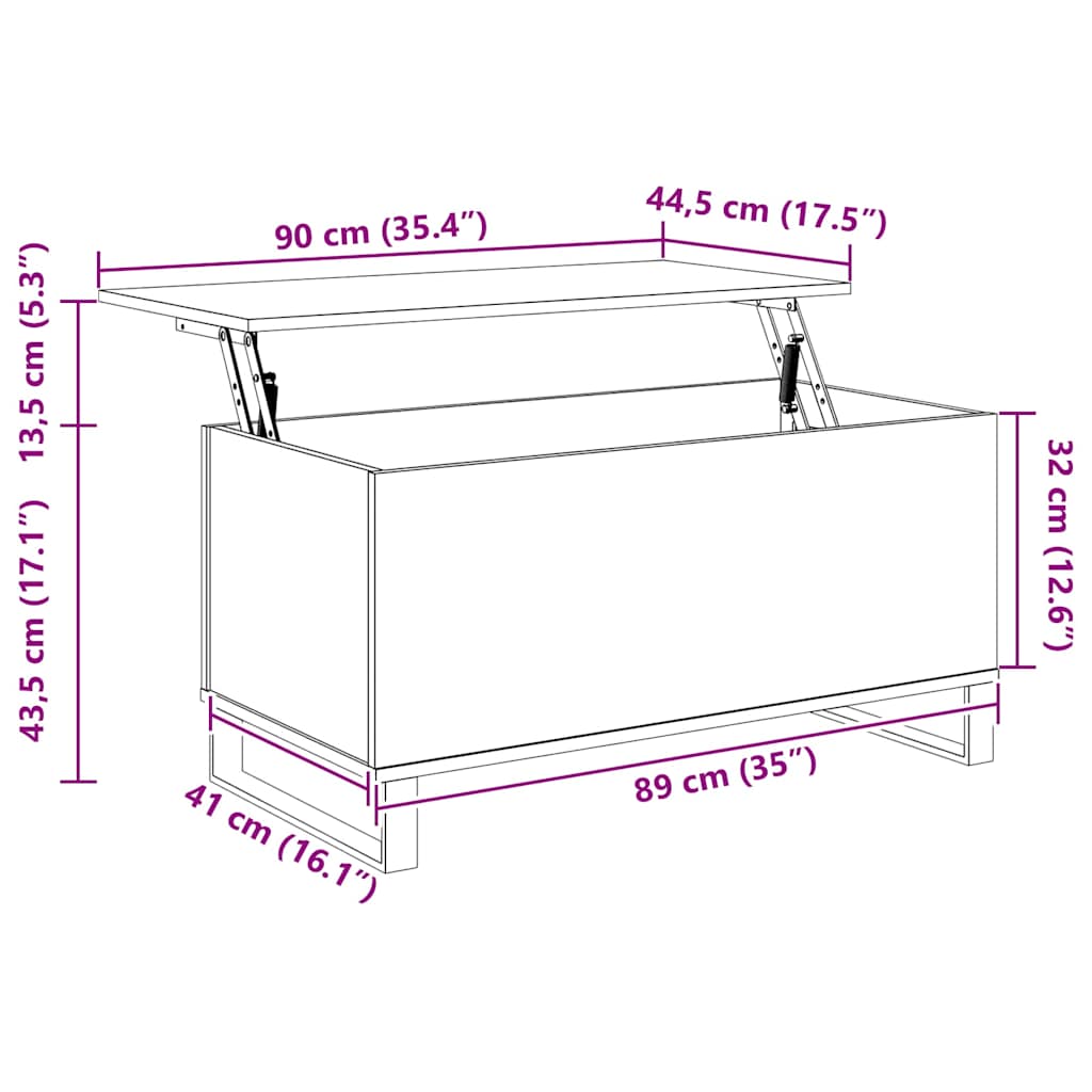Stolić za kavu bijeli 90 x 44,5 x 45 cm od konstruiranog drva