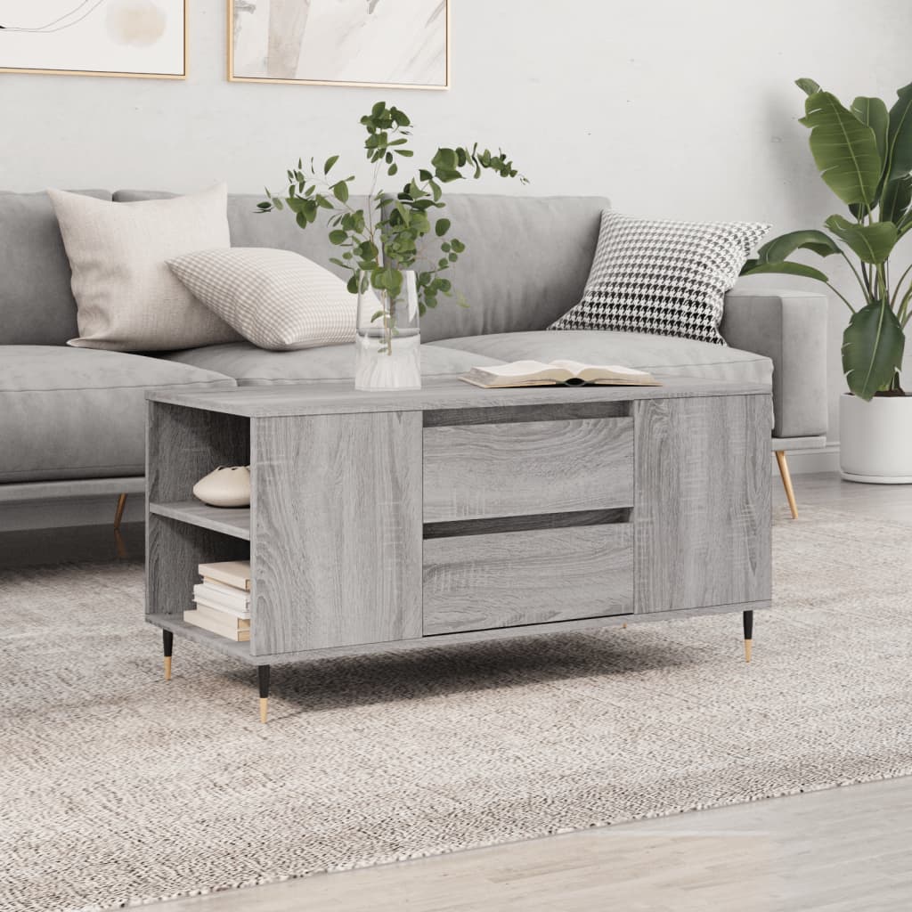 Stolić za kavu boja hrasta 102x44,5x50 cm od konstruiranog drva Siva